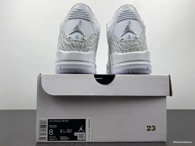 MaikeSneakers PS Retro 3 Jordan Air 'Triple White' 429487-111 0505